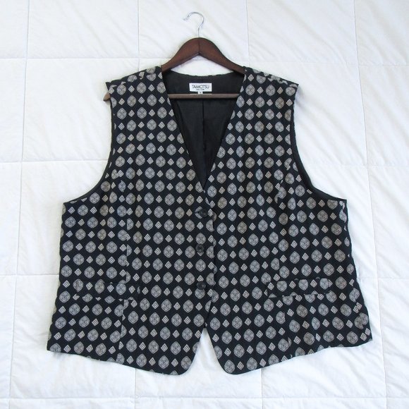TOMATSU New York Designer Printed Vest Black/Beige Saks Fifth Avenue Size-3 - Picture 2 of 10